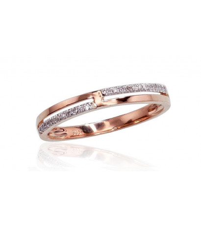 Gold ring 1100413(Au-R+PRh-W)_DI, Red Gold 585°, Rhodium (Plating) , Diamonds