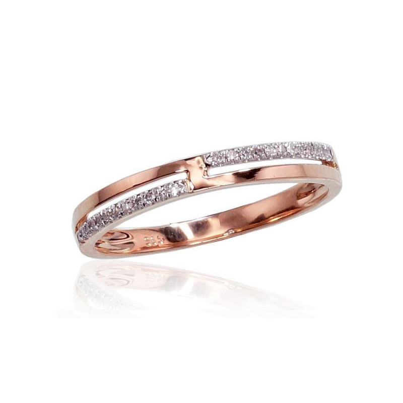 Gold ring 1100413(Au-R+PRh-W)_DI, Red Gold 585°, Rhodium (Plating) , Diamonds