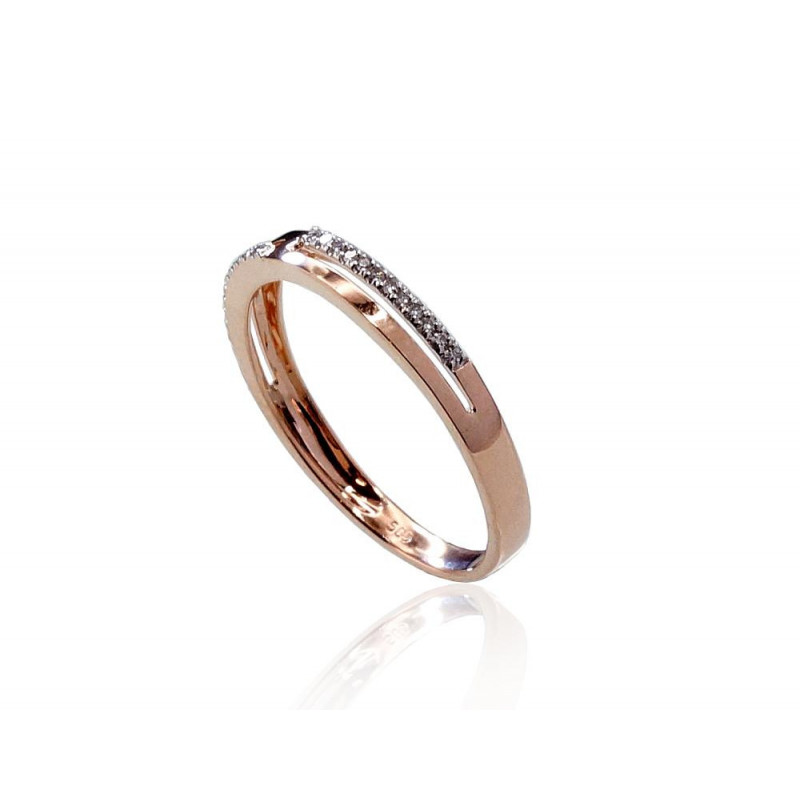 Gold ring 1100413(Au-R+PRh-W)_DI, Red Gold 585°, Rhodium (Plating) , Diamonds