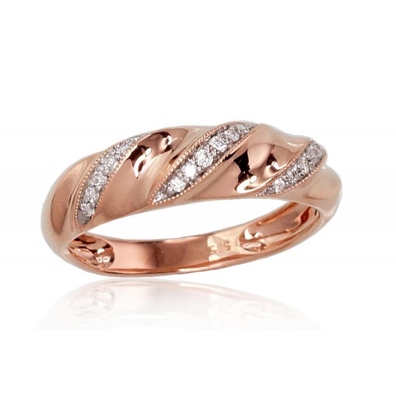 Gold ring 1100424(Au-R+PRh-W)_DI, Red Gold 585°, Rhodium (Plating) , Diamonds