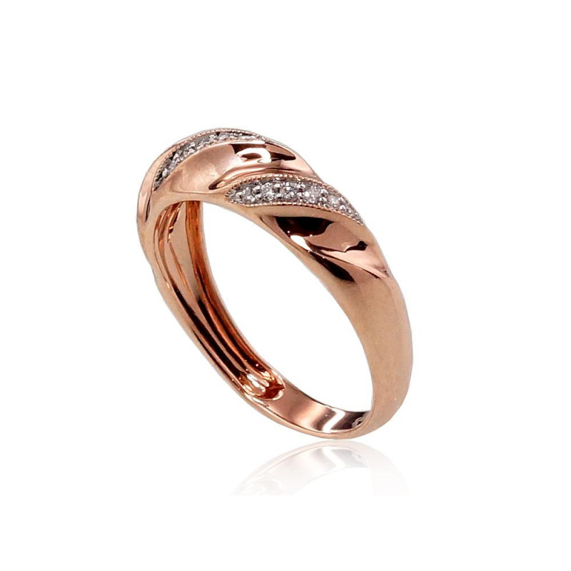 Gold ring 1100424(Au-R+PRh-W)_DI, Red Gold 585°, Rhodium (Plating) , Diamonds