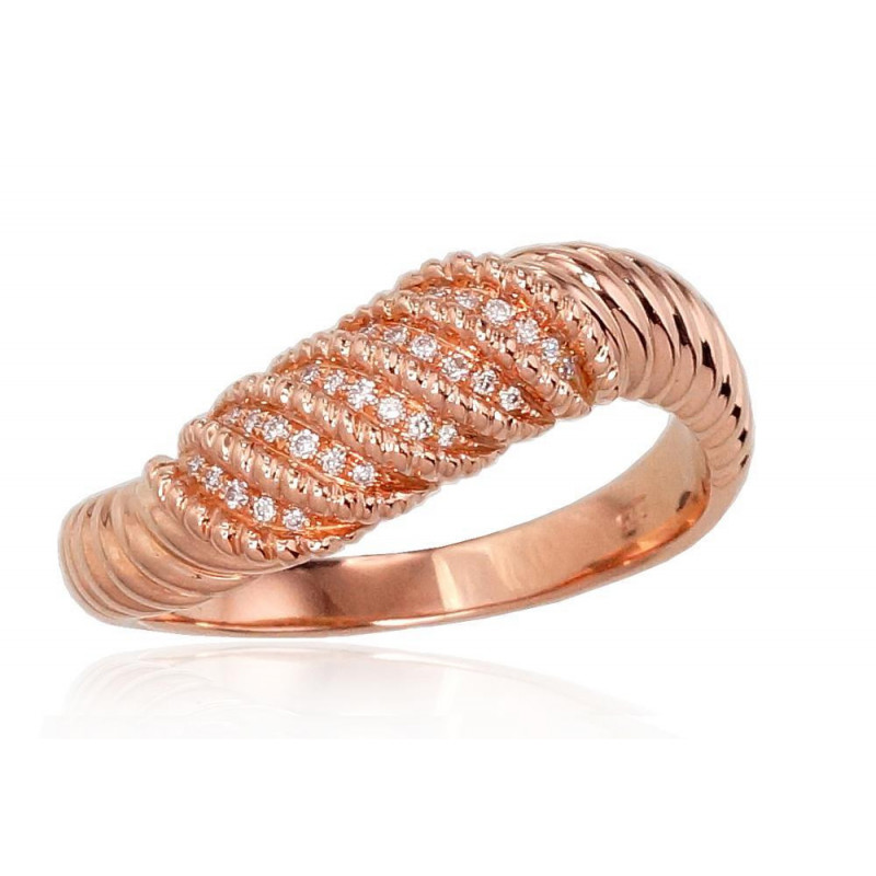 Gold ring 1100425(Au-R)_DI, Red Gold 585°, Diamonds