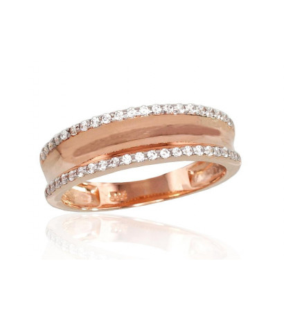 Gold ring 1100464(Au-R+PRh-W)_CZ, Red Gold 585°, Rhodium (Plating) , Zirkons