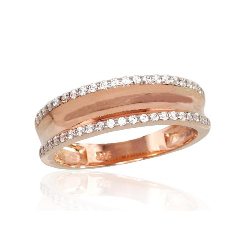 Gold ring 1100464(Au-R+PRh-W)_CZ, Red Gold 585°, Rhodium (Plating) , Zirkons