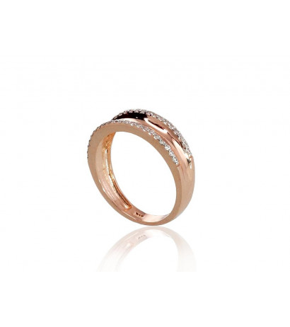 Gold ring 1100464(Au-R+PRh-W)_CZ, Red Gold 585°, Rhodium (Plating) , Zirkons