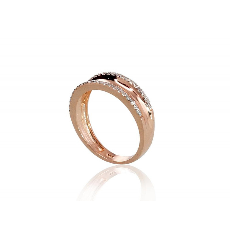 Gold ring 1100464(Au-R+PRh-W)_CZ, Red Gold 585°, Rhodium (Plating) , Zirkons