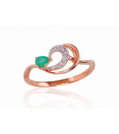 Gold ring 1100521(Au-R+PRh-W)_DI+EM, Red Gold 585°, Rhodium (Plating) , Diamonds , Emerald