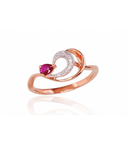 Gold ring 1100521(Au-R+PRh-W)_DI+RB, Red Gold 585°, Rhodium (Plating) , Diamonds , Ruby