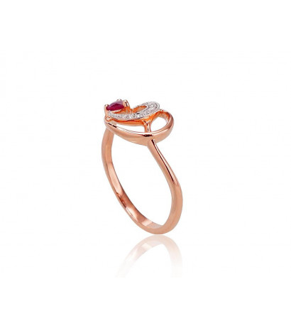 Gold ring 1100521(Au-R+PRh-W)_DI+RB, Red Gold 585°, Rhodium (Plating) , Diamonds , Ruby