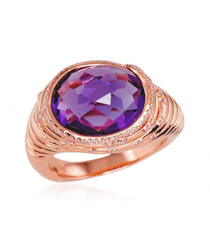 Gold ring 1100532(Au-R)_DI+AM, Red Gold 585°, Diamonds , Amethyst