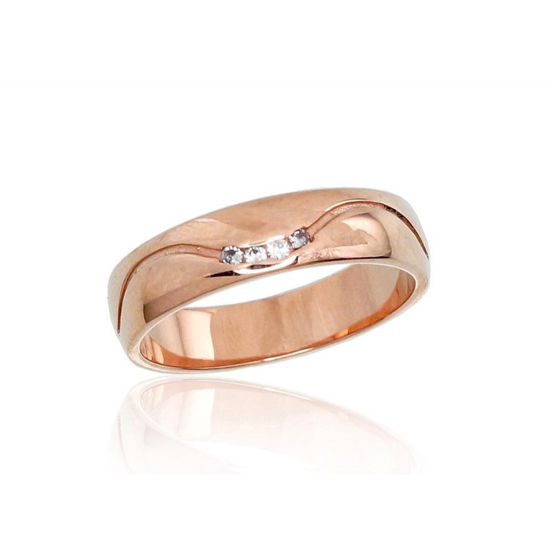 Gold wedding ring 1100543(Au-R)_CZ, Red Gold 585°, Zirkons