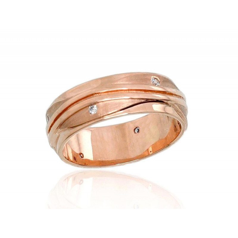 Gold wedding ring 1100544(Au-R)_CZ, Red Gold 585°, Zirkons