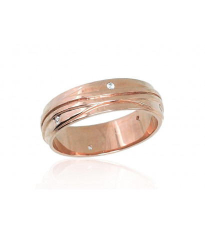 Gold wedding ring 1100552(Au-R)_CZ, Red Gold 585°, Zirkons