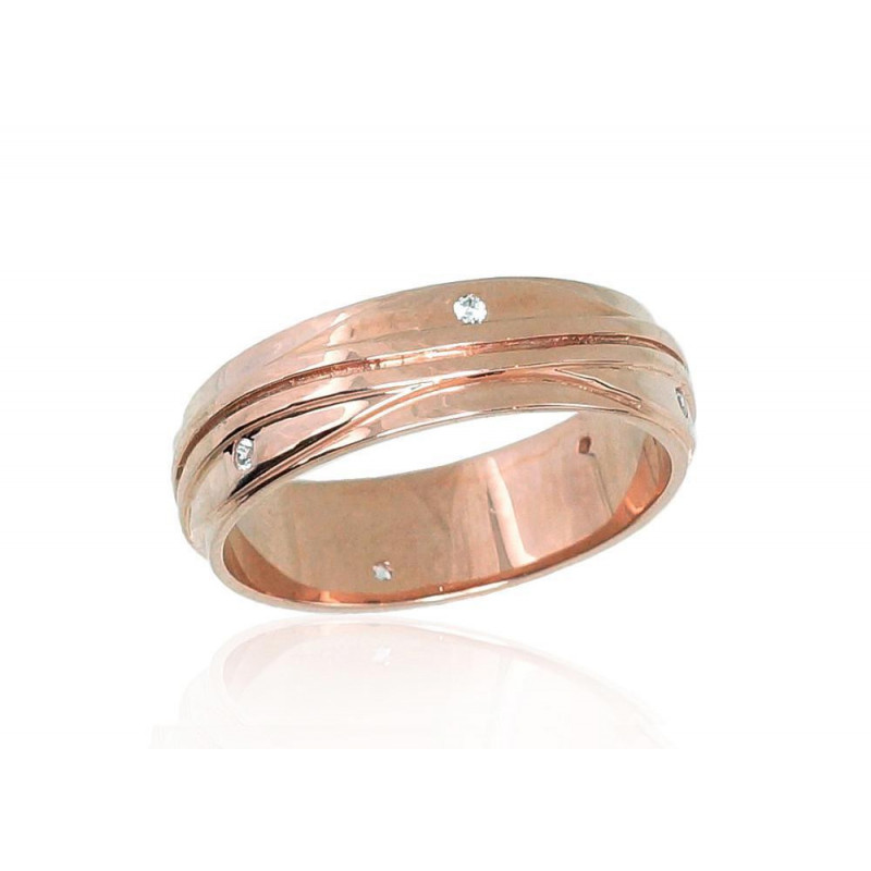 Gold wedding ring 1100552(Au-R)_CZ, Red Gold 585°, Zirkons