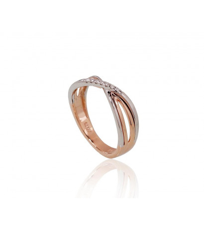 Gold ring 1100650(Au-R+Au-W)_DI, White/Red Gold 585°, Diamonds