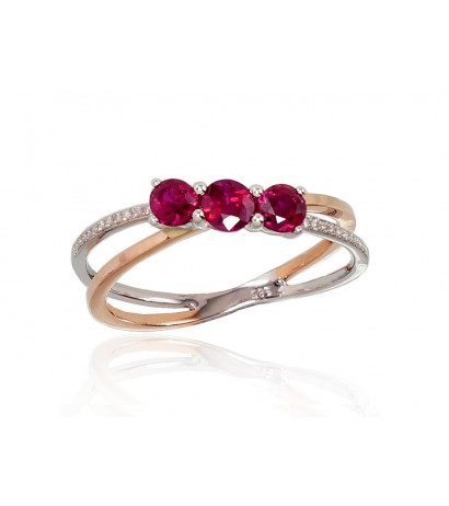 Gold ring 1100667(Au-R+Au-W)_DI+RB, White/Red Gold 585°, Diamonds , Ruby