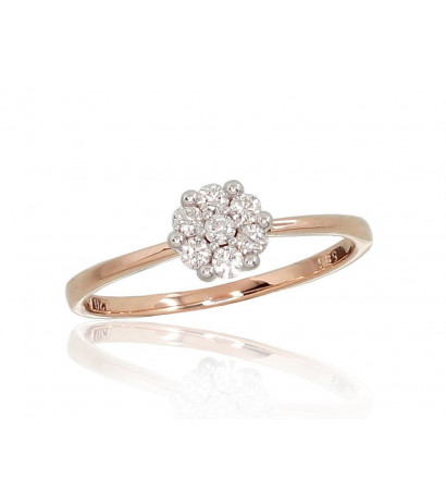 Gold ring 1100692(Au-R+PRh-W)_DI, Red Gold 585°, Rhodium (Plating) , Diamonds