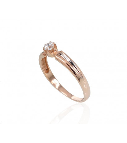 Gold ring 1100721(Au-R+PRh-W)_CZ, Red Gold 585°, Rhodium (Plating) , Zirkons