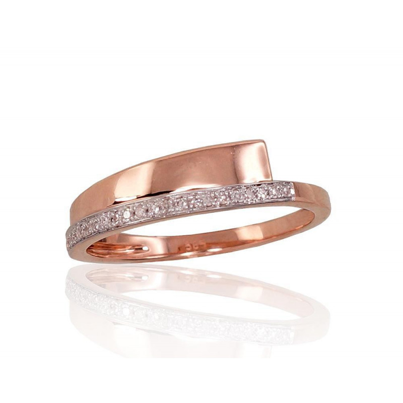 Gold ring 1100759(Au-R+PRh-W)_DI, Red Gold 585°, Rhodium (Plating) , Diamonds