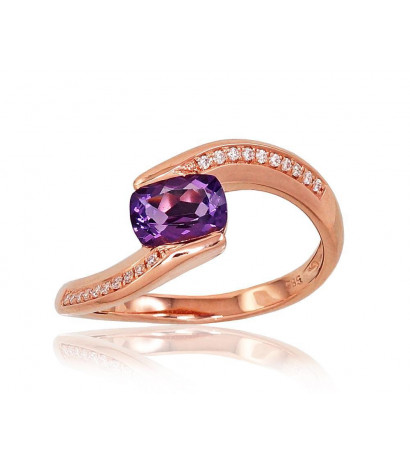 Gold ring 1100760(Au-R)_DI+AM, Red Gold 585°, Diamonds , Amethyst