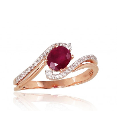 Gold ring 1100811(Au-R+PRh-W)_DI+RB, Red Gold 585°, Rhodium (Plating) , Diamonds , Ruby