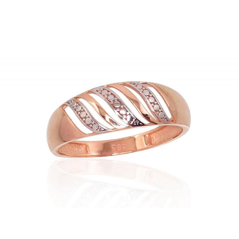 Gold ring 1100866(Au-R+PRh-W), Red Gold 585°, Rhodium (Plating)