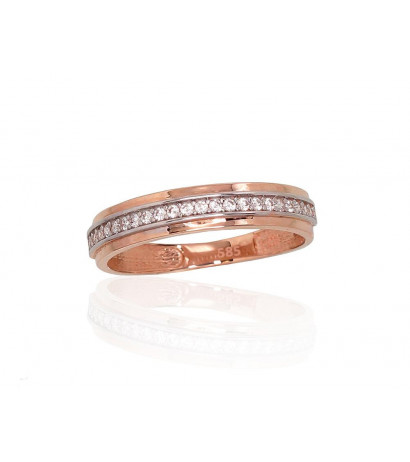 Gold ring 1100878(Au-R+PRh-W)_CZ, Red Gold 585°, Rhodium (Plating) , Zirkons