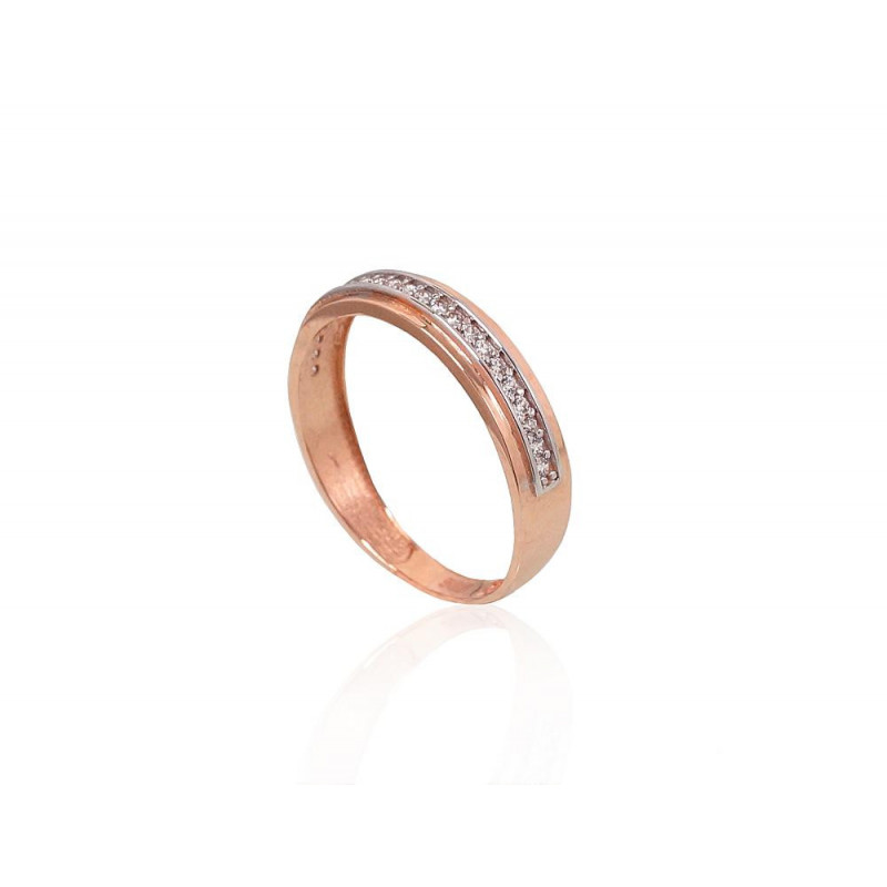 Gold ring 1100878(Au-R+PRh-W)_CZ, Red Gold 585°, Rhodium (Plating) , Zirkons