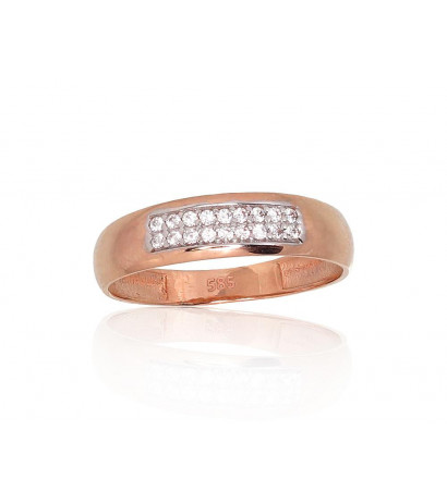 Gold ring 1100880(Au-R+PRh-W)_CZ, Red Gold 585°, Rhodium (Plating) , Zirkons