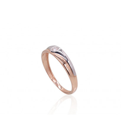 Gold ring 1100909(Au-R+PRh-W)_CZ, Red Gold 585°, Rhodium (Plating) , Zirkons