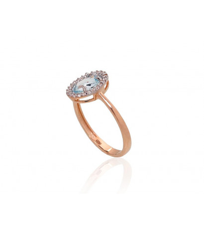 Gold ring 1100912(Au-R+PRh-W)_CZ+TZLB, Red Gold 585°, Rhodium (Plating) , Zirkons , Sky Blue Topaz