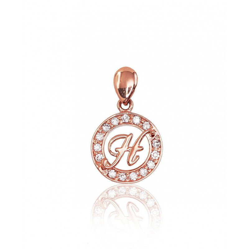 Gold pendant 1300129(Au-R)_CZ, Red Gold 585°, Zirkons