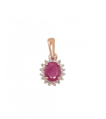 Gold pendant 1300178(Au-R+PRh-W)_DI+RB, Red Gold 585°, Rhodium (Plating) , Diamonds , Ruby