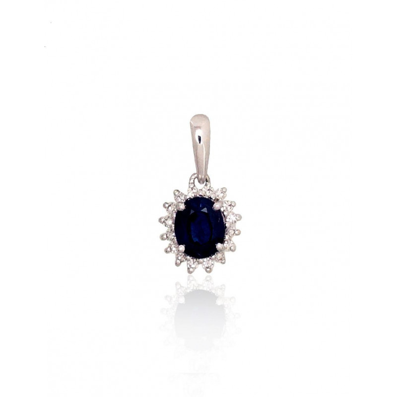 Gold pendant 1300178(Au-W)_DI+SA, White Gold 585°, Diamonds , Sapphire