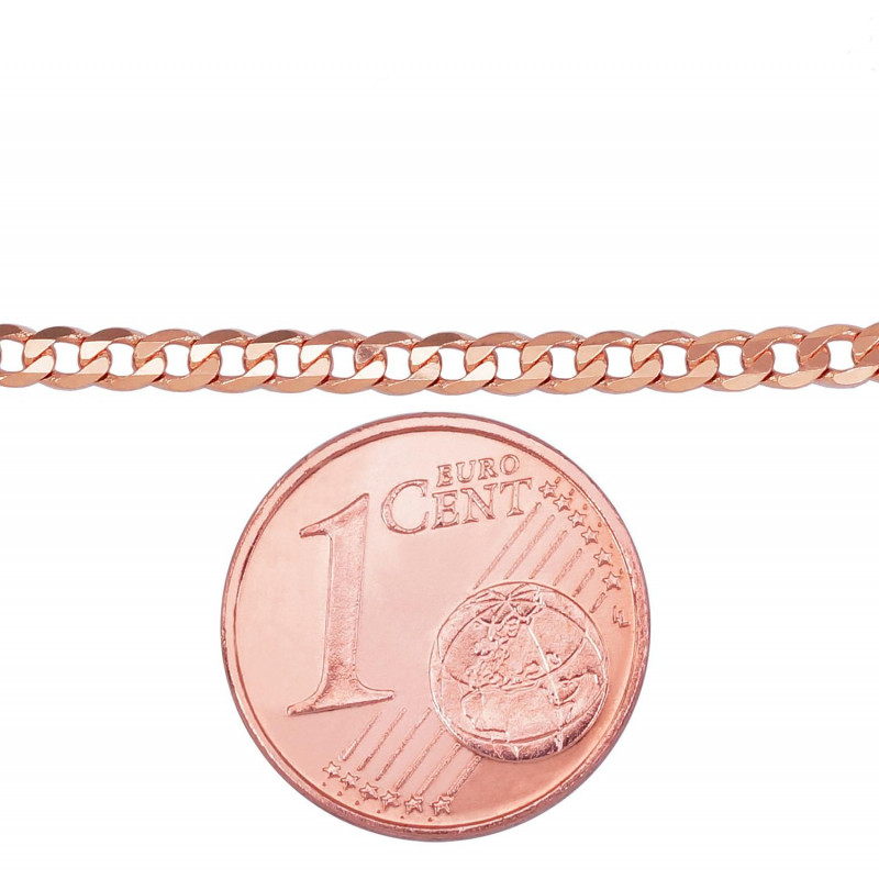 Gold chain Curb 2.3 mm , diamond cut 1400037(Au-R), Red Gold 585°