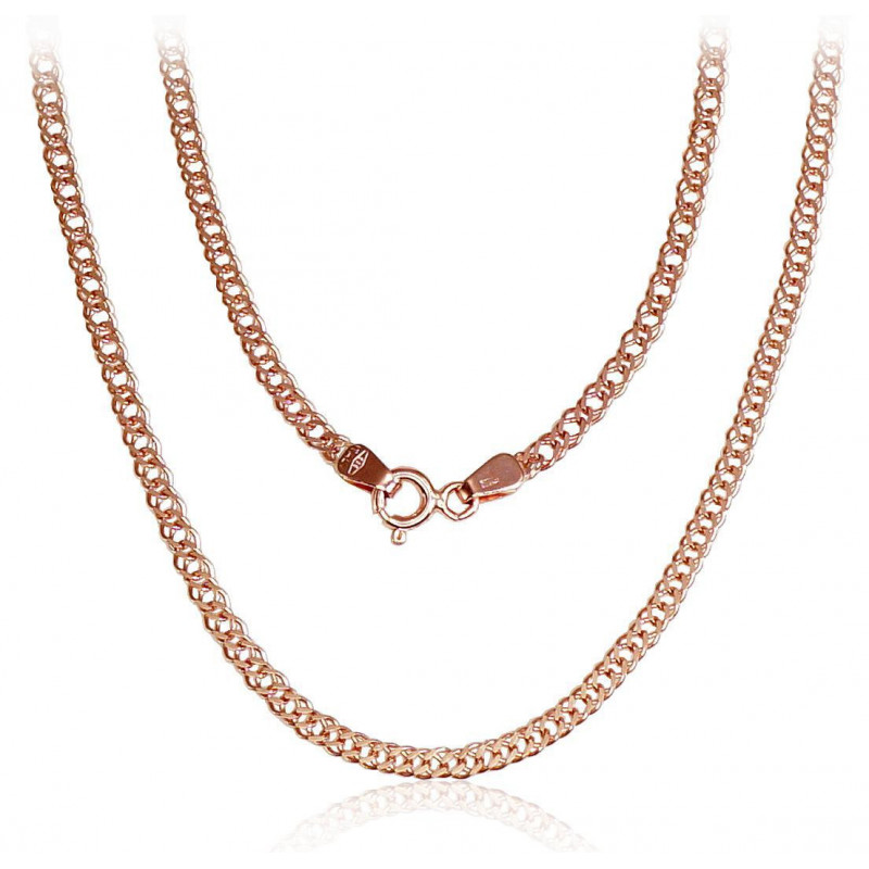 Gold chain Double rombo 2.5 mm , diamond cut 1400042(Au-R), Red Gold 585°