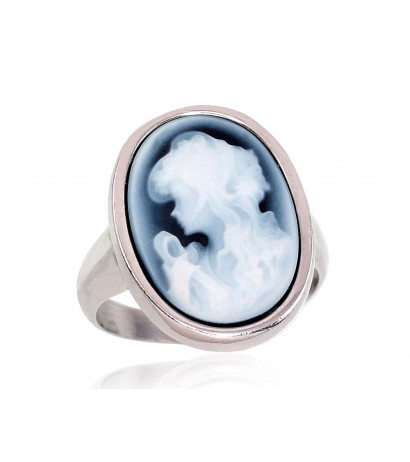 Silver ring 2101697(PRh-Gr)_AG, Silver 925°, Rhodium (Plating), Agate