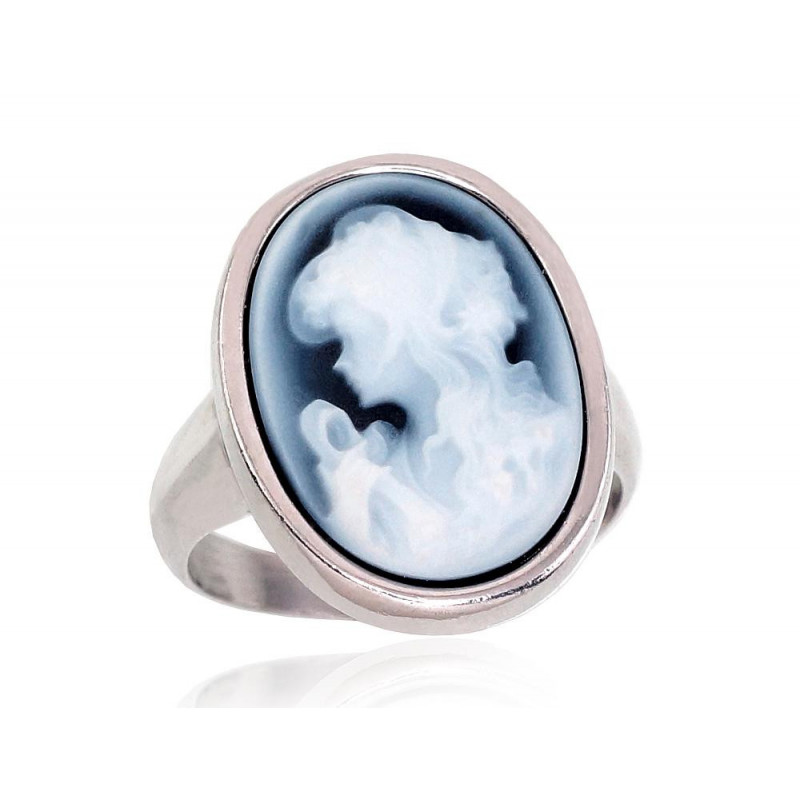 Silver ring 2101697(PRh-Gr)_AG, Silver 925°, Rhodium (Plating), Agate