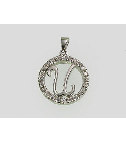 Silver pendant 2300020(PRh-Gr)_CZ, Silver 925°, Rhodium (Plating), Zirkons