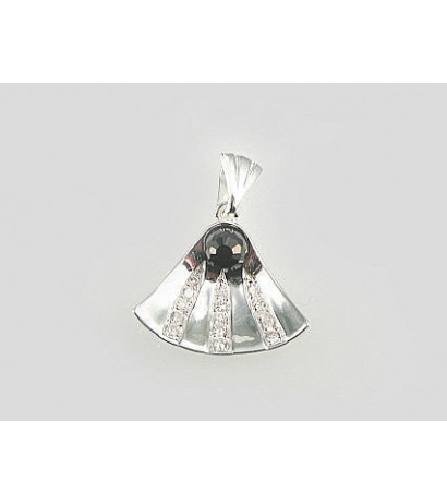 Silver pendant 2300077(PRh-Gr)_CZ+CZ-BK, Silver 925°, Rhodium (Plating), Zirkons