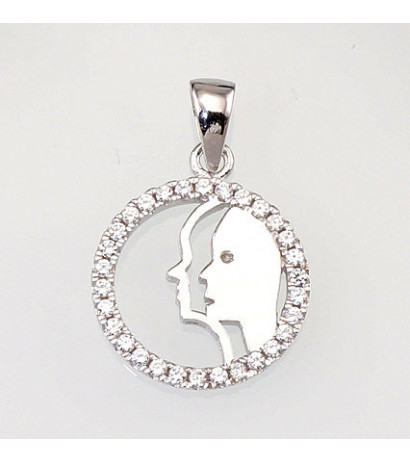 Silver pendant 2300385(PRh-Gr)_CZ, Silver 925°, Rhodium (Plating), Zirkons