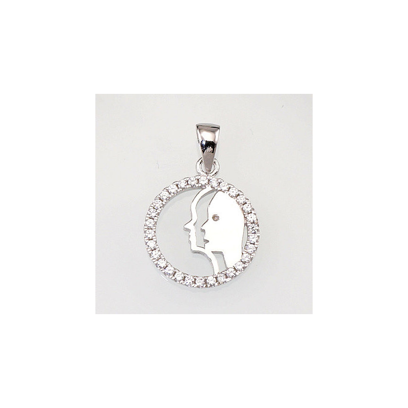 Silver pendant 2300385(PRh-Gr)_CZ, Silver 925°, Rhodium (Plating), Zirkons