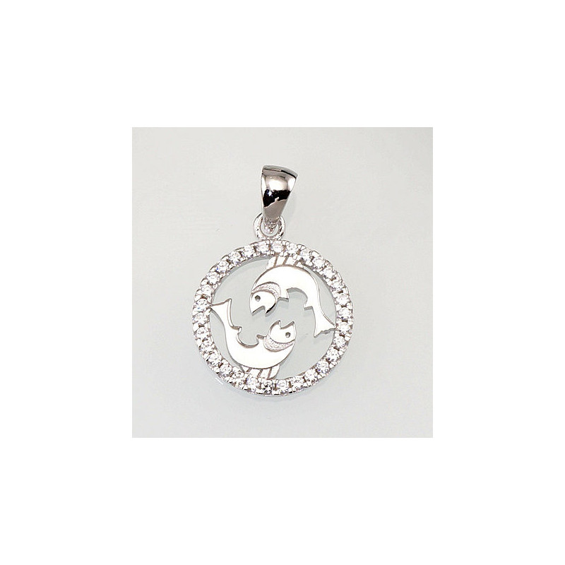 Silver pendant 2300394(PRh-Gr)_CZ, Silver 925°, Rhodium (Plating), Zirkons