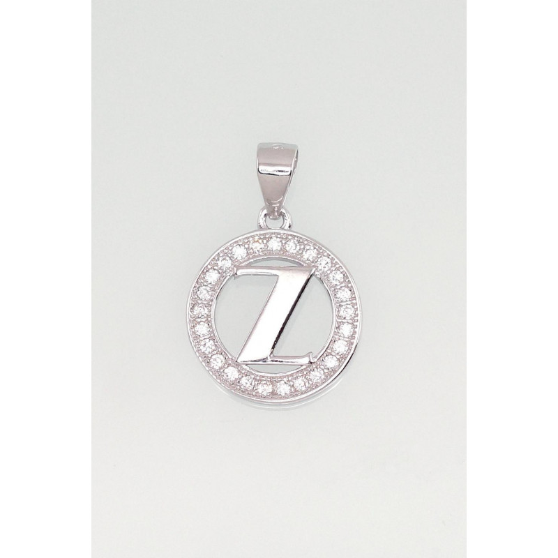 Silver pendant 2301017(PRh-Gr)_CZ, Silver 925°, Rhodium (Plating), Zirkons