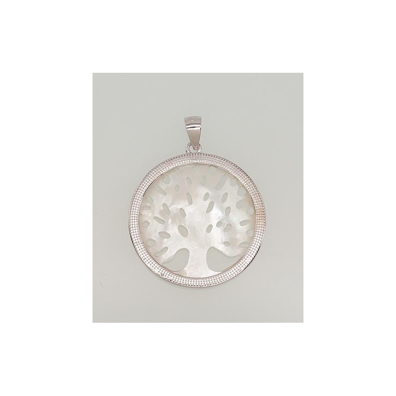 Silver pendant 2301471(PRh-Gr)_PL, Silver 925°, Rhodium (Plating), Mother-of-pearl