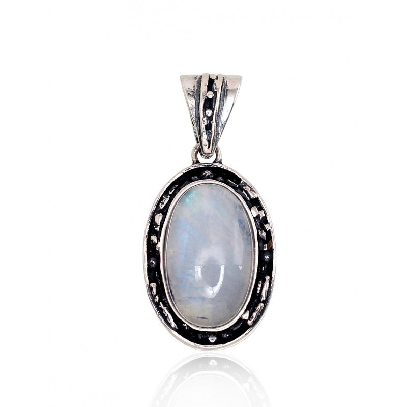 Silver pendant 2301792(POx-Bk)_MS, Silver 925°, oxide (Plating), Moonstone