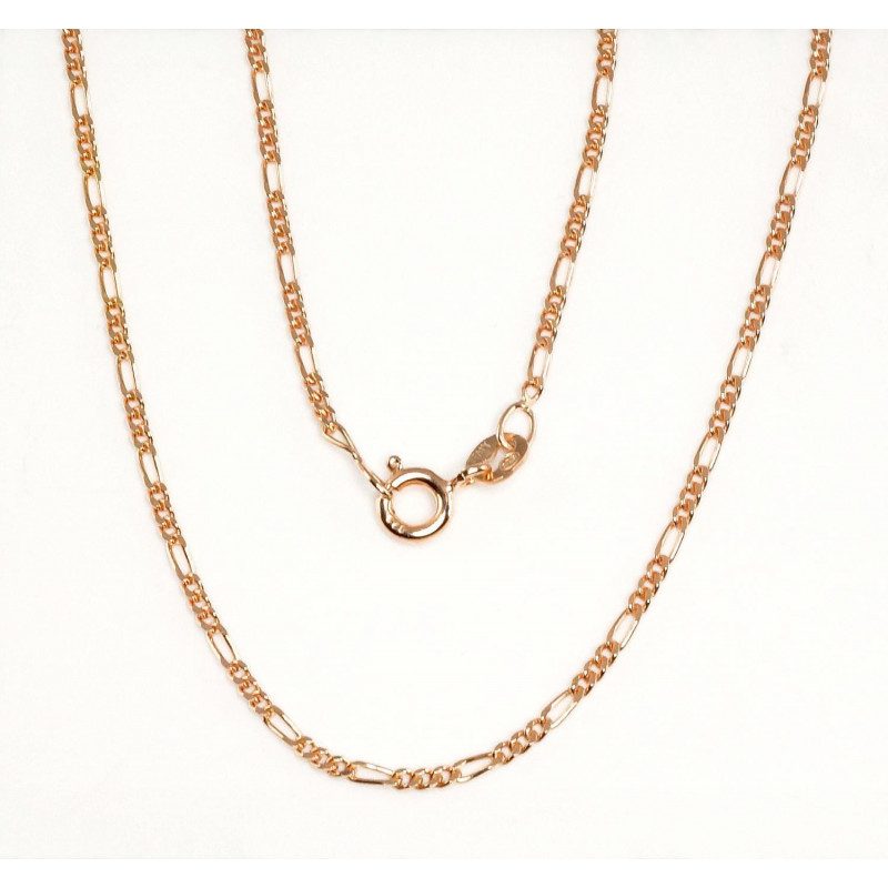 Silver chain Figaro 1,8 mm , diamond cut 2400052(PAu-R), Silver 925°, red gold (Plating)