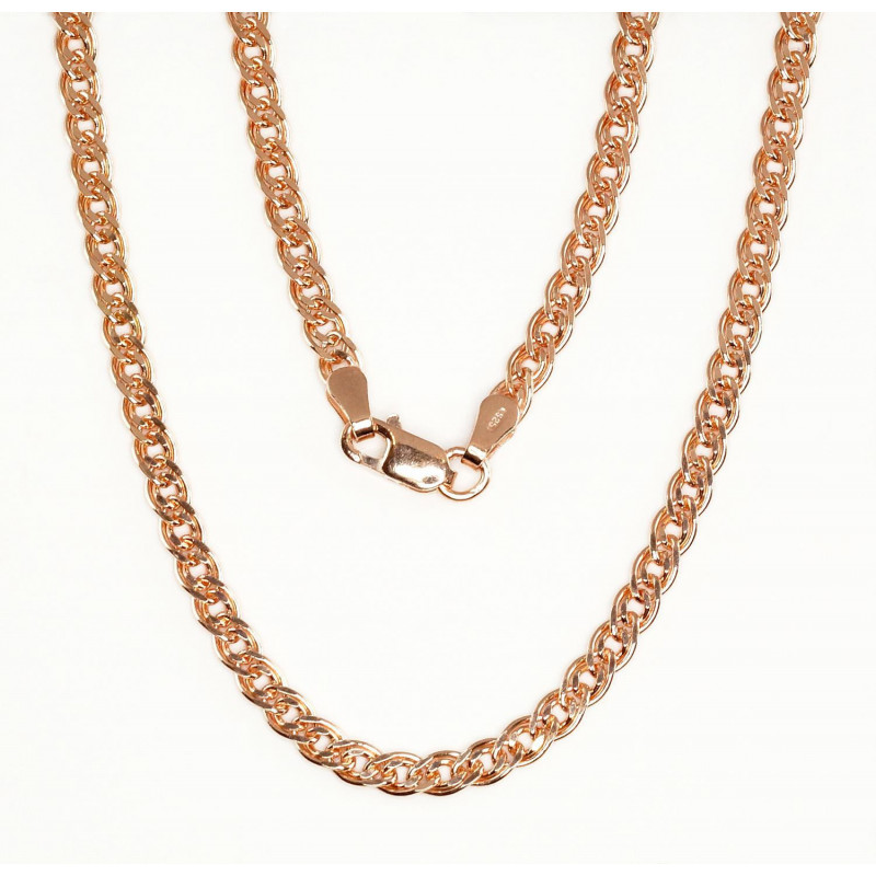 Silver chain Mona Liza 3.1 mm , diamond cut 2400077(PAu-R), Silver 925°, red gold (Plating)