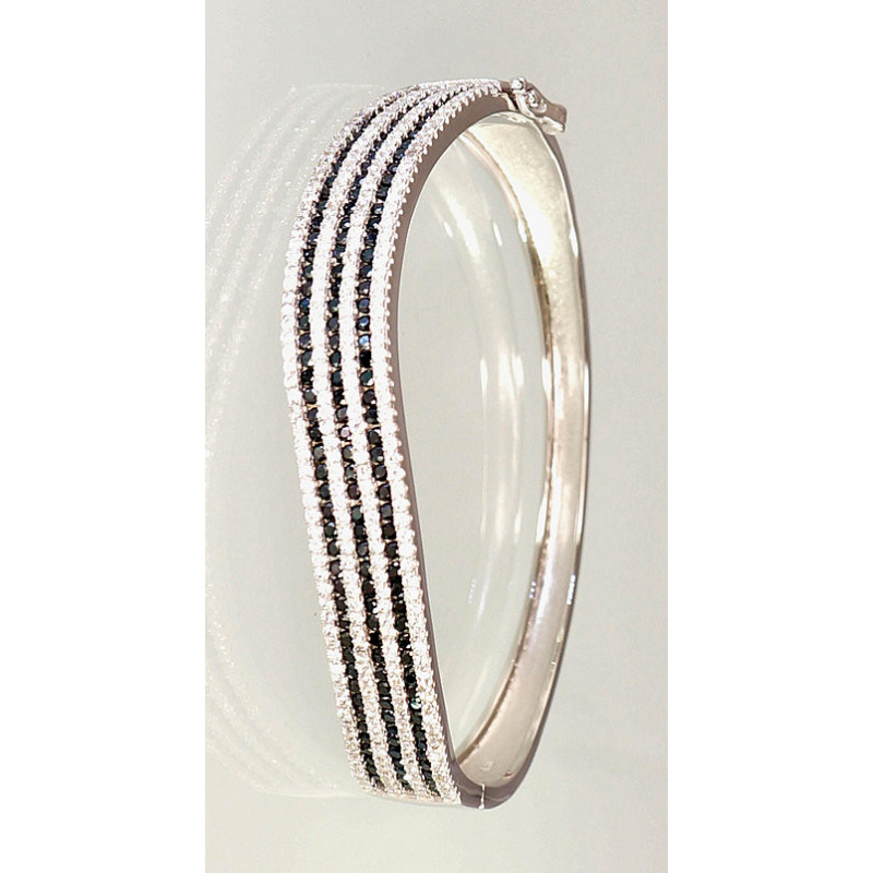 Silver bracelet 2600106(PRh-Gr)_CZ+CZ-BK, Silver 925°, Rhodium (Plating), Zirkons