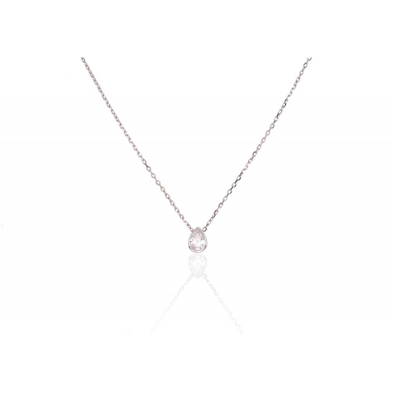 Silver necklace 2500116(PRh-Gr)_CZ, Silver 925°, Rhodium (Plating), Zirkons